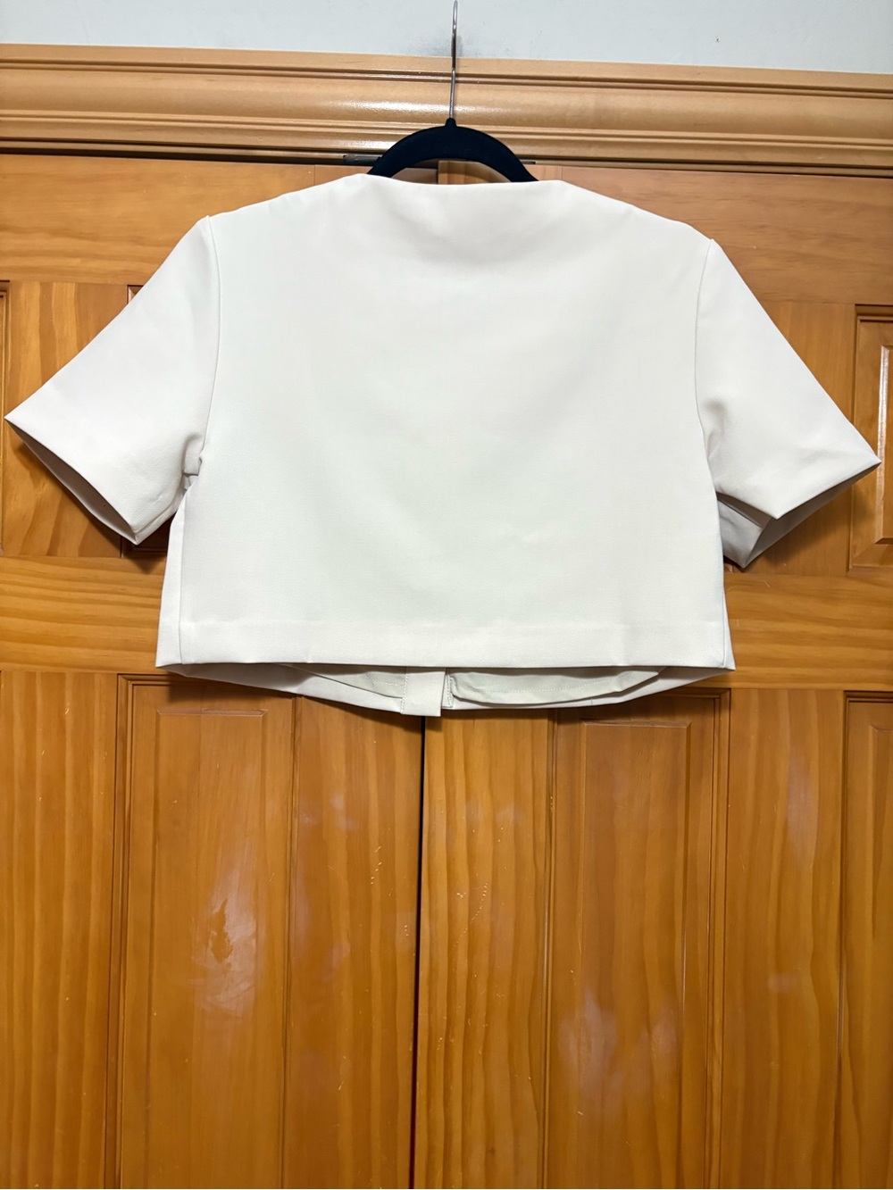 Amanda Uprichard Ivory Short-Sleeve Cropped Blazer Size Small NWT - Picture 5 of 9